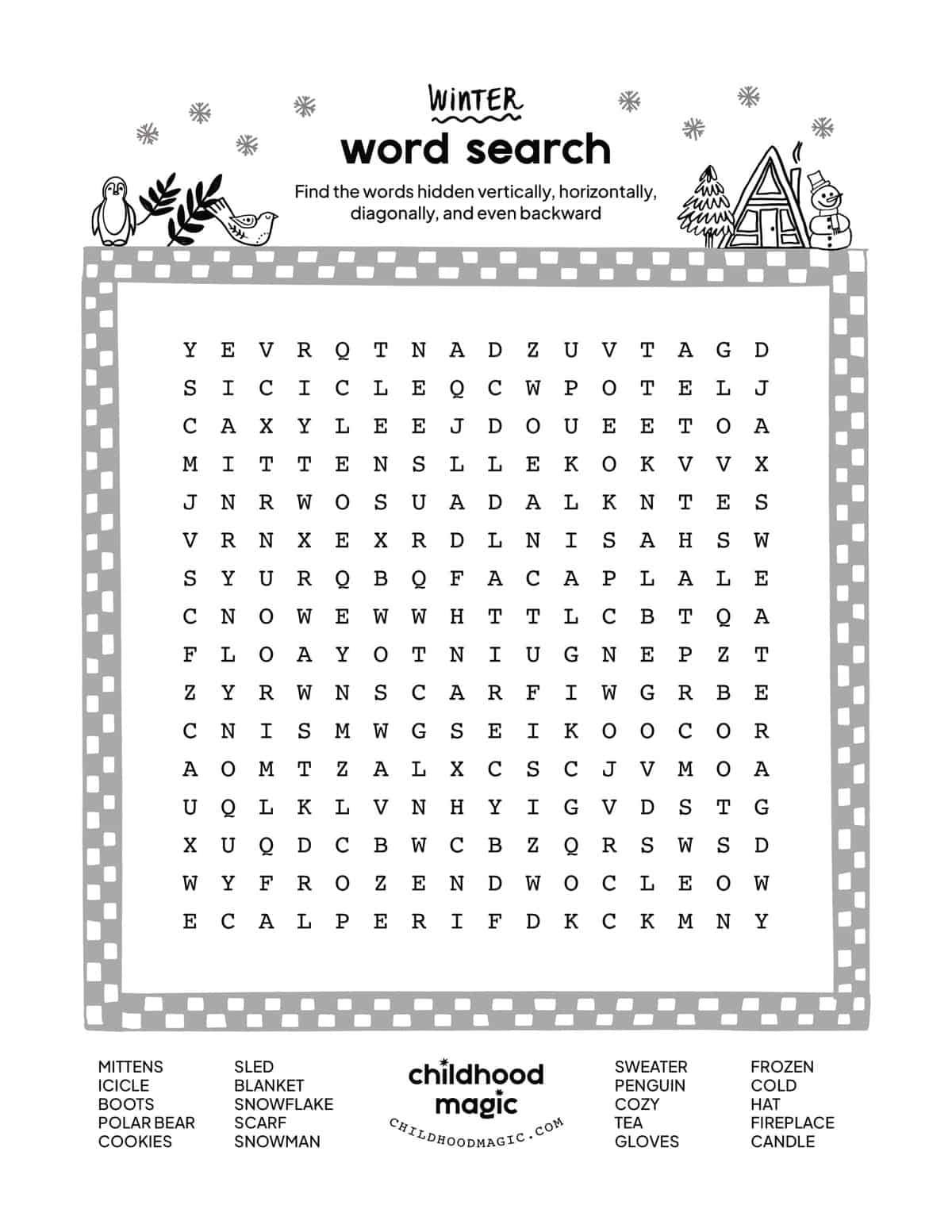 winter word search - childhood magic
